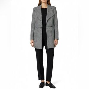ANNE KLEIN Fully Lined Long Line Open Front Blazer Wide Lapels Zipper Detail S